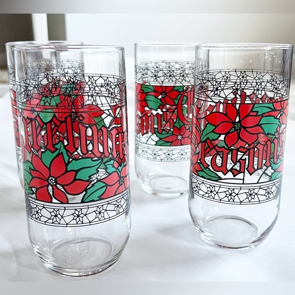 Vintage Highball Seasons Greetings Glasses - Picture 7 of 8